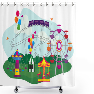 Personality  Amusement Park Shower Curtains