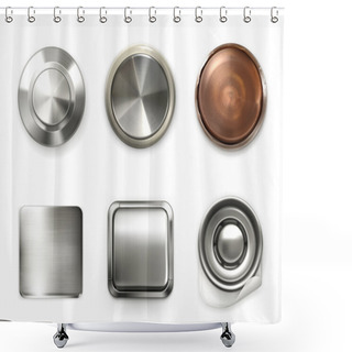 Personality  Detailed Metal Buttons, Set Shower Curtains