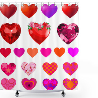 Personality  Set Of Different Hearts Shower Curtains