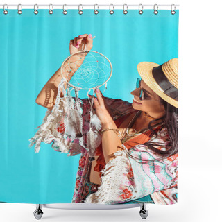 Personality  Hippie Girl Looking At Dreamcatcher Shower Curtains
