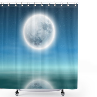Personality  Full Moon With Reflection On Water At Night. Shower Curtains