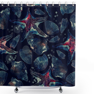 Personality  Seashells And Starfishes Bacground Shower Curtains