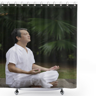 Personality  Man Practicing Yoga Shower Curtains