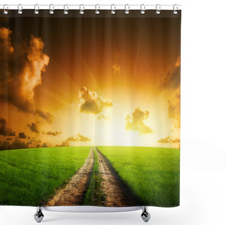 Personality  Ground Road And Sunset Shower Curtains