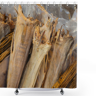 Personality  Dried Stockfish Is A Popular Delicacy On Sale At The Fish Market Shower Curtains