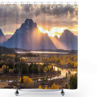 Personality  Grand Teton National Park In Autumn Shower Curtains