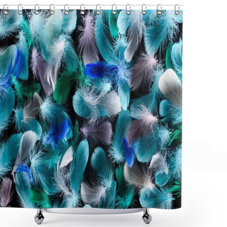 Personality  Seamless Background With Colorful Feathers Isolated On Black Shower Curtains
