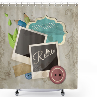 Personality  Retro Frames Vector Illustration   Shower Curtains