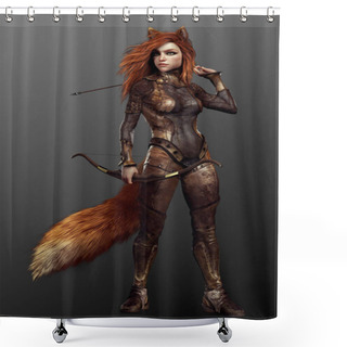 Personality  Kitsune Fox Archer In Leather Armor Shower Curtains