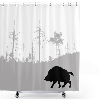 Personality  Wild Boar Shower Curtains
