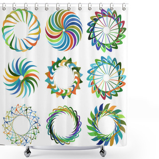 Personality  Circular, Radial Icon, Motif, Mandala Shape. Swirl, Twirl, Helix, Volute Rotation Geometric Design Element. Abstract Circle  Stock Vector Illustration, Clip-art Graphics. Shower Curtains