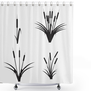 Personality  Bushes Of Reed Isolated On White Background Shower Curtains