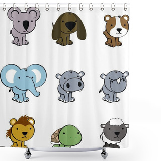 Personality  Cute Animals Baby Cartoon Set Shower Curtains
