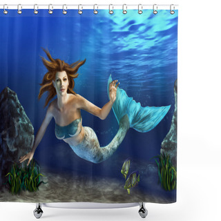 Personality  Swimming Mermaid Shower Curtains