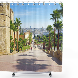 Personality  City Wall From Old Rabat In Morocco Africa Shower Curtains