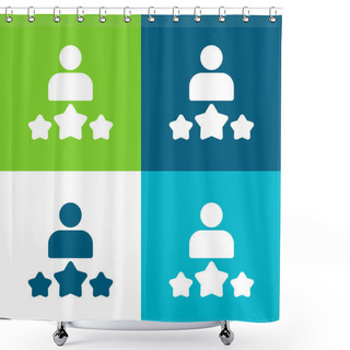 Personality  Best Employee Flat Four Color Minimal Icon Set Shower Curtains