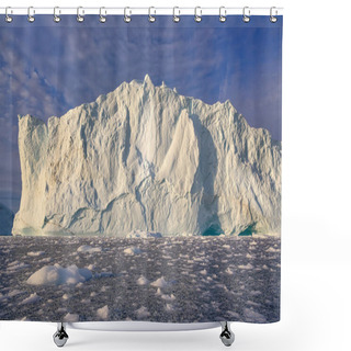 Personality  Huge Floating Glaciers In The Sea Illuminated By The Suns Rays Shower Curtains