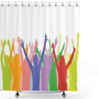 Personality  Cheerful People On Party (holiday, Concert, Stadium And Etc.).  Shower Curtains
