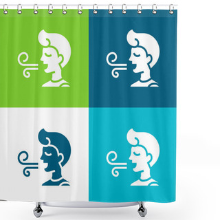 Personality  Bad Breath Flat Four Color Minimal Icon Set Shower Curtains