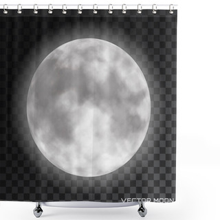 Personality  Vector Realistic Beautiful Moon On Transparent Background. Shower Curtains