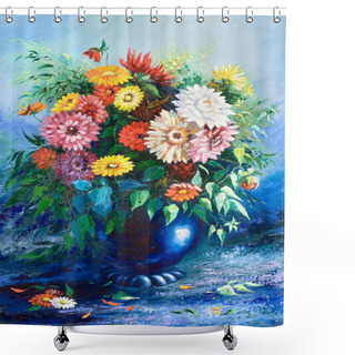 Personality  Bouquet Of Wild Flowers In A Vase Shower Curtains