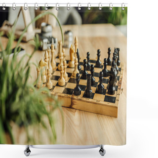 Personality  Chess Board Set During The Game Shower Curtains
