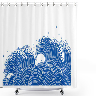 Personality  Blue Wave, Japanese Style.sea. Shower Curtains