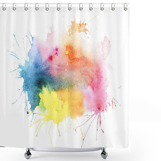 Personality  Abstract Watercolor Aquarelle Hand Drawn Blot Colorful Paint Splatter Stain Shower Curtains