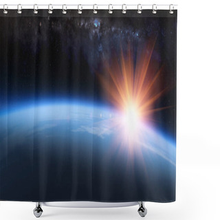 Personality  Space Sunrise Over Horizon, Earth Spectacular Sunset  Shower Curtains