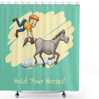 Personality  Man Holding Horse Tail Shower Curtains