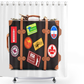 Personality  Travel Suitcase Isolated On White Shower Curtains