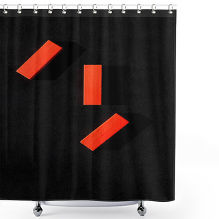Personality  Top View Of Three Red Blocks On Black Background Shower Curtains