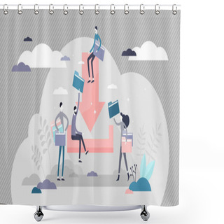 Personality  Downloadable Concept Vector Illustration. File Sharing Flat Tiny Persons Concept Shower Curtains