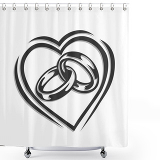 Personality  Wedding Ring In Heart Shower Curtains