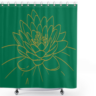 Personality  Drawing Or Sketch Indian Lotus Flower And Pattern Editable Outline Illustration Background Shower Curtains