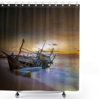 Personality  An Old Shipwreck Shower Curtains