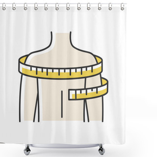 Personality  Shoulders Circumference RGB Color Icon. Clothing Size Measurements, Tailoring. Man Upper Body Width Specification For Bespoke Suit. Isolated Vector Illustration Shower Curtains