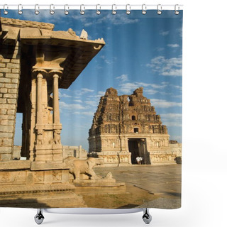 Personality  Bajana Mandap And Shri Vijayavitthala Temple Tower In Hampi , Karnataka , India Shower Curtains