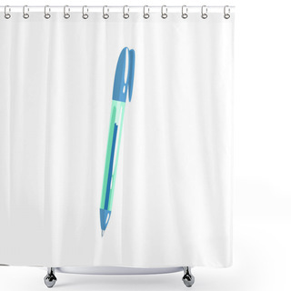 Personality  Blue Ballpoint Pen, Office Tool Cartoon Vector Illustration Shower Curtains