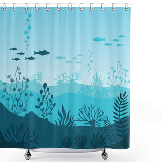 Personality  Marine Underwater Life. Silhouette Of Coral Reef Shower Curtains