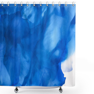 Personality  Bright Blue Splashes Of Alcohol Ink As Abstract Backdrop Shower Curtains