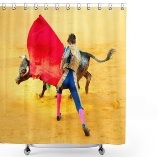 Personality  Corrida. Matador Fighting In A Typical Spanish Bullfight Shower Curtains