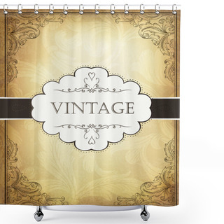 Personality  Vintage Background With Ornamental Frame. Vector Illustration, E Shower Curtains