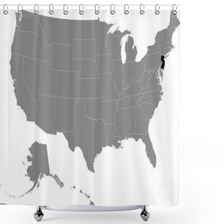 Personality  Black Location Map Of US Federal State Of New Jersey Inside Gray Map Of The United States Of America Shower Curtains