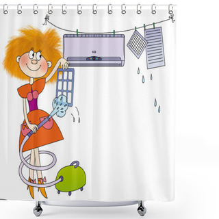 Personality  Air Conditioner Shower Curtains