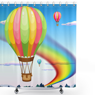 Personality  Balloons And Rainbow Shower Curtains