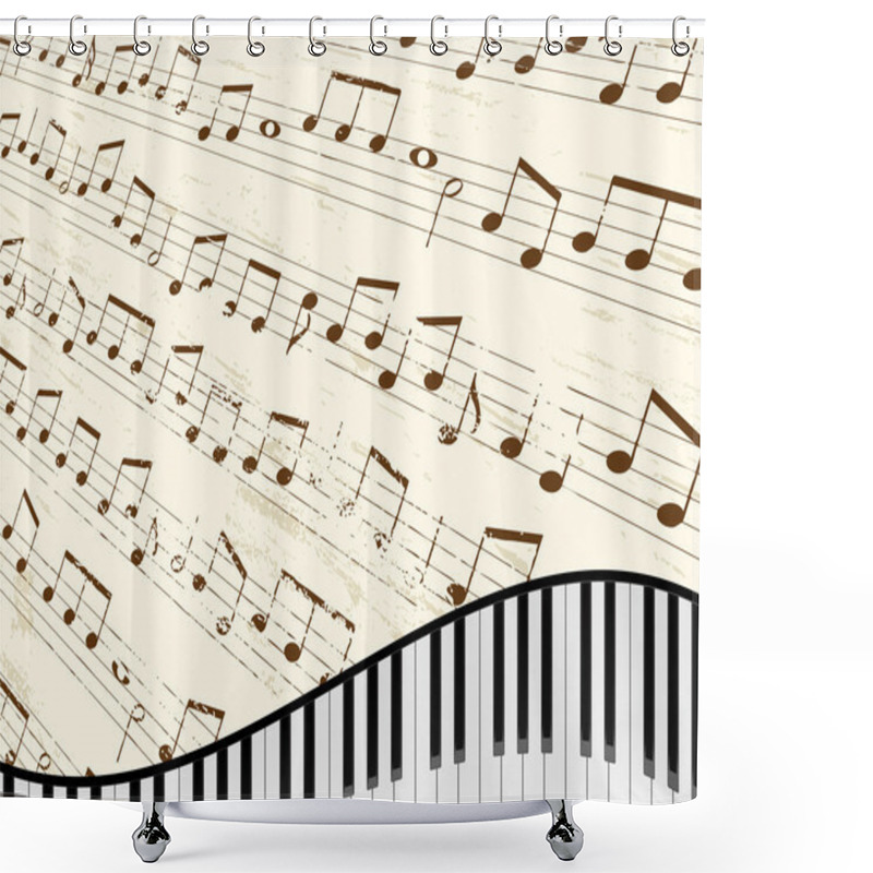 Personality  Piano Keyboard Background Shower Curtains