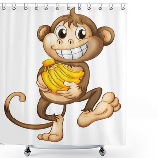 Personality  A Happy Monkey With Bananas Shower Curtains