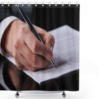 Personality  Businessman Writing On A Form Shower Curtains