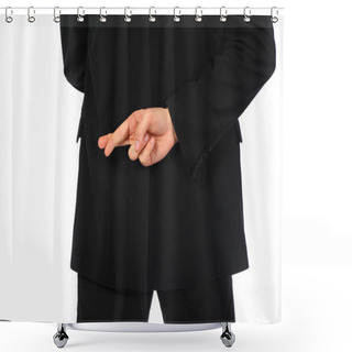 Personality  Businessman With Fingers Crossed Behind His Back Shower Curtains